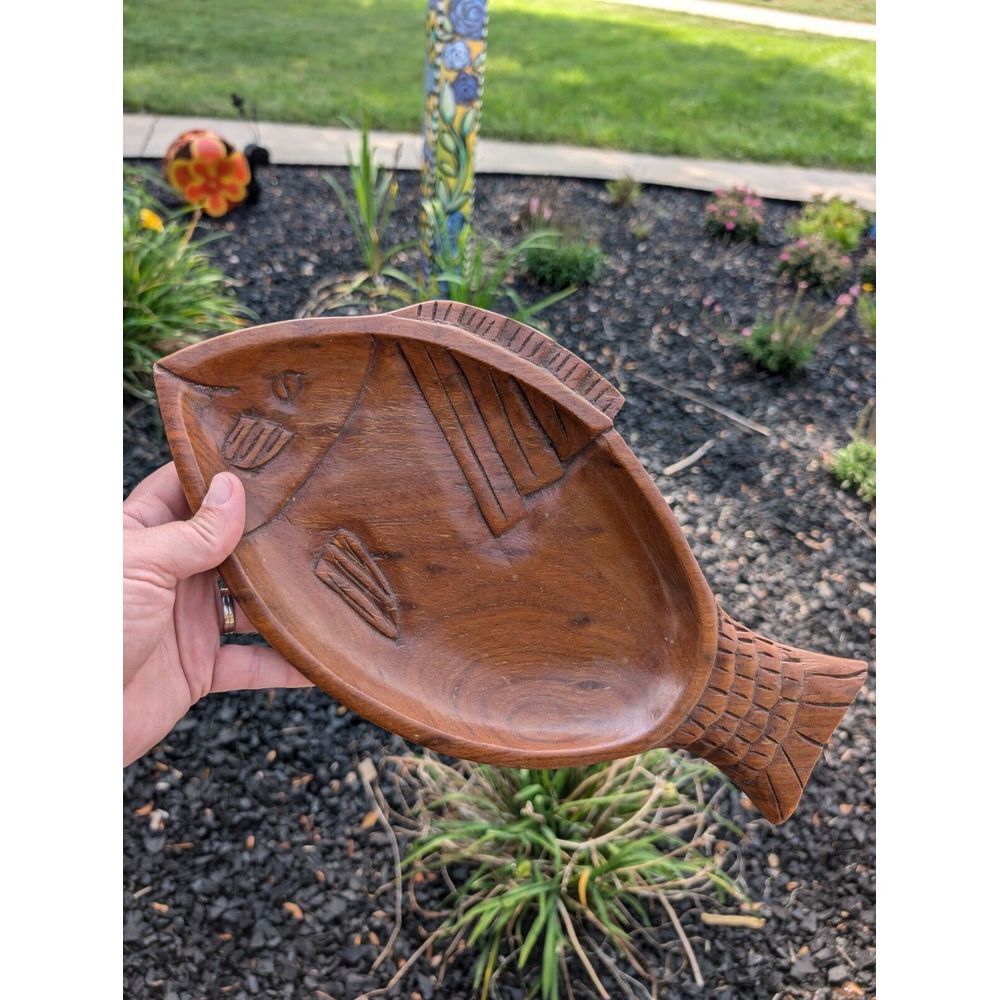 Wood Fish Shape Serving‎ Tray Made in Haiti